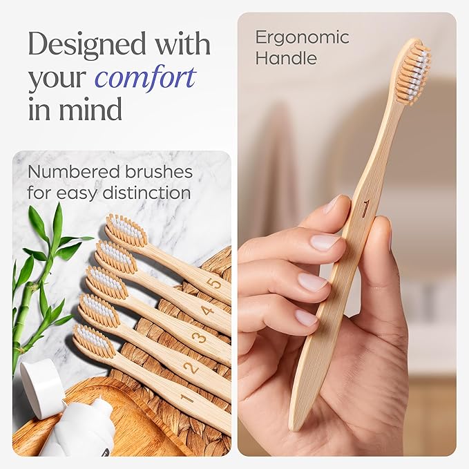 VIVAGO Bamboo Toothbrushes - Medium Bristles Toothbrushes for Adults | Natural Toothbrush, Eco-Friendly, Wooden Toothbrush, BPA-Free, 30 Pack
