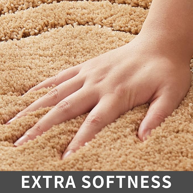 COSY HOMEER Extra Thick Bath Rugs for Bathroom - Anti-Slip Bath Linen Sets Mats Soft Plush 100% Strong Polyester Living Room Bedroom Water Absorbent(Beige,17x27 - Inches)