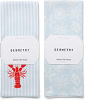 GEOMETRY Tea Towels – Spring & Summer Collection – Quick-Dry, Ultra-Absorbent, Reusable Microfiber Kitchen Towels for Drying & Cleaning - Lobster Bay - 2 Pack