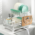 2 Tier Dish Drying Rack without Installation Metal for Kitchen Counter | for 1-3 People with Drain Board Multifunctional Storage and Drainage Apartment Essentials