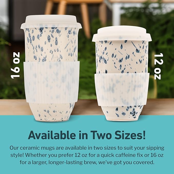 NOVA CERAMICS Travel Coffee Mug– Travel Coffee Tumbler – On the Go Coffee Mug – Microwave & Dishwasher Safe Green Coffee Tumbler - Gifts For Women Men Him Her – 16oz – Orchid
