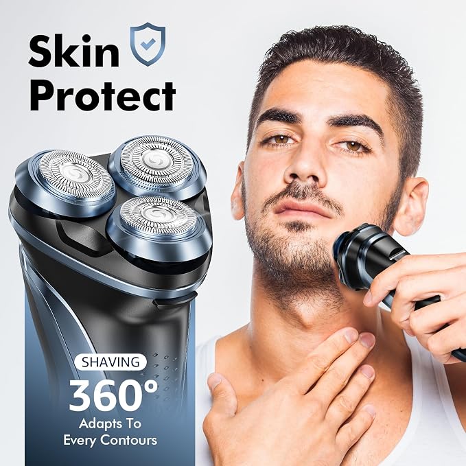 5D Electric Razor for Men:IPX7 Waterproof Wet or Dry | Rotary Electric Shavers for Men - LED Display - USB-C 2-Hour Fast Charge for Travel - Precise Blades & Pop-up Trimmer
