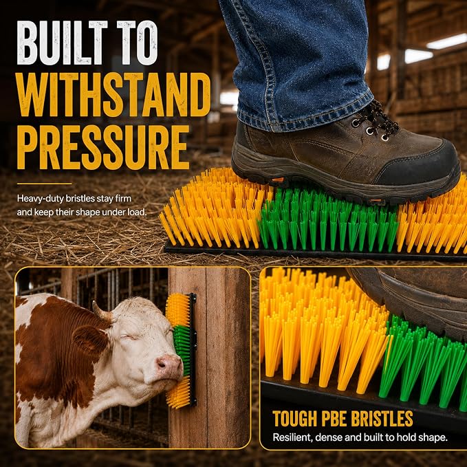 Livestock Scratching Brush 4 Pack for Itchy Coats, Goat and Horse Scratcher for Cows, Horses, Goats, Pigs and Donkeys, Mounts on Posts, Fences, Stalls and Tree Stumps