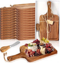 Geetery 16set Acacia Wood Charcuterie Board with Knife Wooden Serving Tray with Groove Acacia Wood Cutting Board with Card and Gift Box for Wedding Baby Shower Housewarming Gift (12 x 6 Inches)