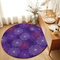Round Area Rug 6', Purple Halloween Washable Area Rugs for Living Room Kitchen Bedroom Nursery Dining Room, Red Black White Net Halloween Non Slip Door Mat Indoor Floor Throw Circle Carpet