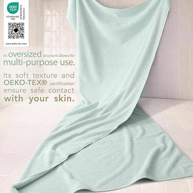 Cotton Paradise 100% Cotton Turkish Towel, Soft Absorbent Quick Dry, 40x80 Oversized Bath Sheet Towel, Mint Green