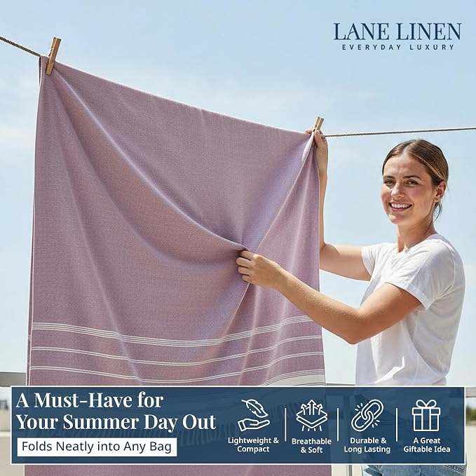 LANE LINEN Beach Blanket Sand Free, Soft & Large Beach Towel - Regal Orchid