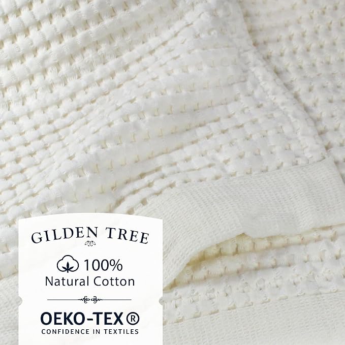 GILDEN TREE Waffle Towel Set Quick Dry Thin | 2 Bath Towels | 2 Hand Towels | 2 Washcloths, Modern Style (Cream)