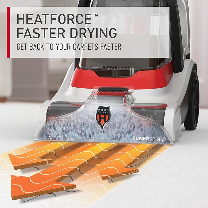 Hoover PowerDash Pet+ Compact Carpet Cleaner, Lightweight Carpet Shampooer | Heatforce Faster Drying, Pet Brush Roll, Use with a Carpet Cleaner Solution for a Bright, Refreshed Home