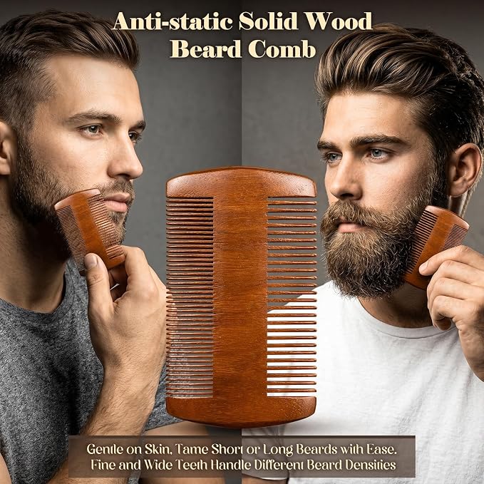Beard Brush & Comb Set for Men Since 1965 British Craftsmanship | Boar Bristle Beard Brush Set with Large & Mini Pocket Brush, Wooden Beard Comb & Grooming Accessories for Beard Care