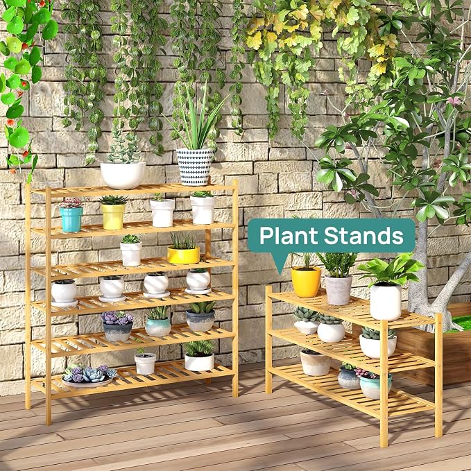 viewcare 3-Tier Long Shoe Rack, Bamboo Wood Shoe Rack for Closet, Entryway & Hallway, Stackable | Beautiful | Functional | Sturdy