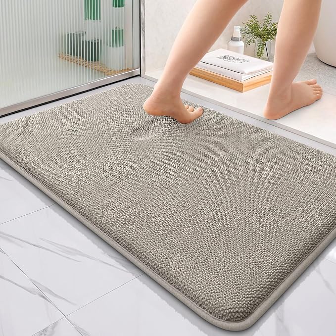 OLANLY Thick Memory Foam Bathroom Rug 36x24, Absorbent Bath Mat, Warm Taupe | Soft Quick Dry Bath Rugs Mats, Non-Slip, Machine Washable Carpet for Bathroom Floor, Tub and Shower, Home Decor Accessories