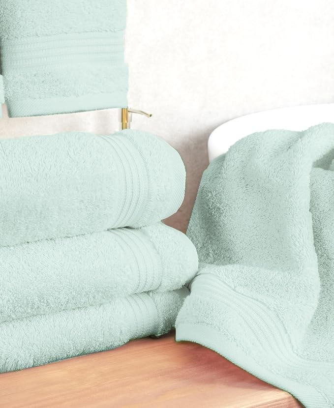 Cotton Paradise 100% Cotton Turkish Towel Set, Soft Absorbent Quick Dry, 4 Piece Hand Towel Set, Mint Green