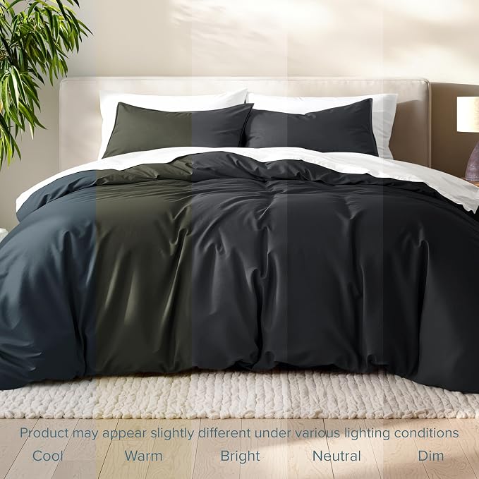 Bare Home Bedding Duvet Cover Extra Long Size - Premium 1800 Super Soft Collection - Lightweight, Cooling Duvet Cover - Soft Breathable Bedding (Twin/Twin XL, Black)