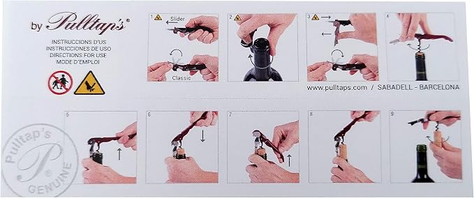 Pulltap's Genuine Classic 500 Waiter's Corkscrew – Double-Hinged Wine Key with Hinged Foil Cutter – Patented Design – Made in Spain – (Black – Black)