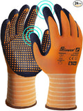 Schwer 24 Pairs Safety Work Gloves, MicroDot Abrasion & Grip, LT5619, L | Certified to Level 6 Abrasion, Strong Grip, Microfoam Nitrile Coated, Touchscreen, 3D-Comfort, A1 Cut Resistant, Gardening