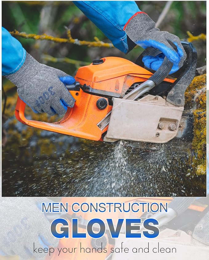 Haysandy 36 Pairs Rubber Work Gloves Latex Double Coated Safety Grip Work Gloves Bulk for Construction Gardening Landscaping for Men