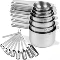 Measuring Cups and Spoons Set 17, 18/8 Stainless Steel Measuring Cup and Spoons Set for Dry & Liquid, Metric & US Metal Measuring Tools &Leveler &Equivalents for Baking & Kitchen