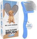 Dog Grooming Brush for Doodles, Slicker Dog Brush with Ergonomic Grip and Rounded Pin Tips for Detangling and Dematting Puppy & Small to Medium-Sized Dogs (Small)