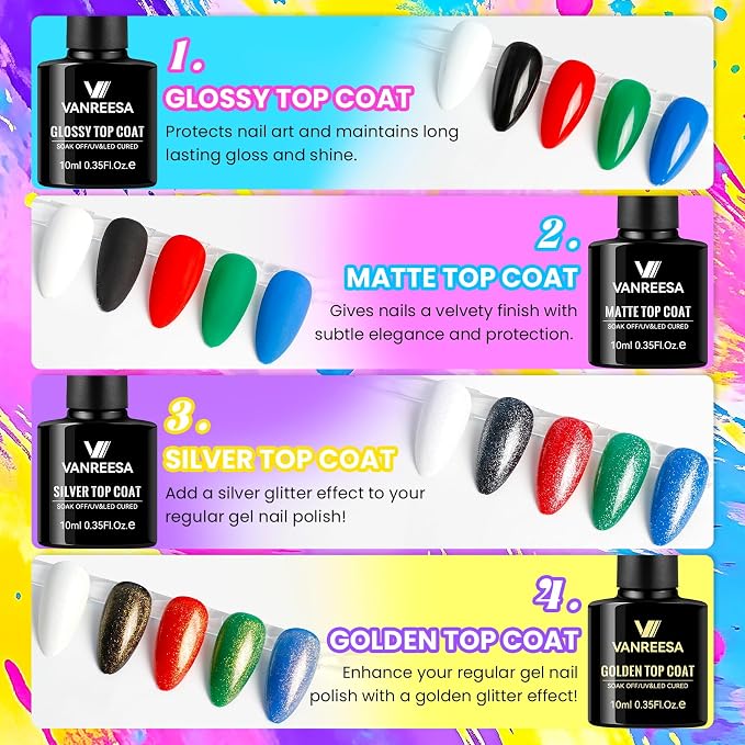 VANREESA 115Pcs Gel Nail Polish Kit with U V Light Nail Drill Almond Nail Tips -40 All Seasons Colors Gel Polish Set with 5Pcs Base Top Coat Gel Nail Kit for Beginners with Everything Gifts for Women