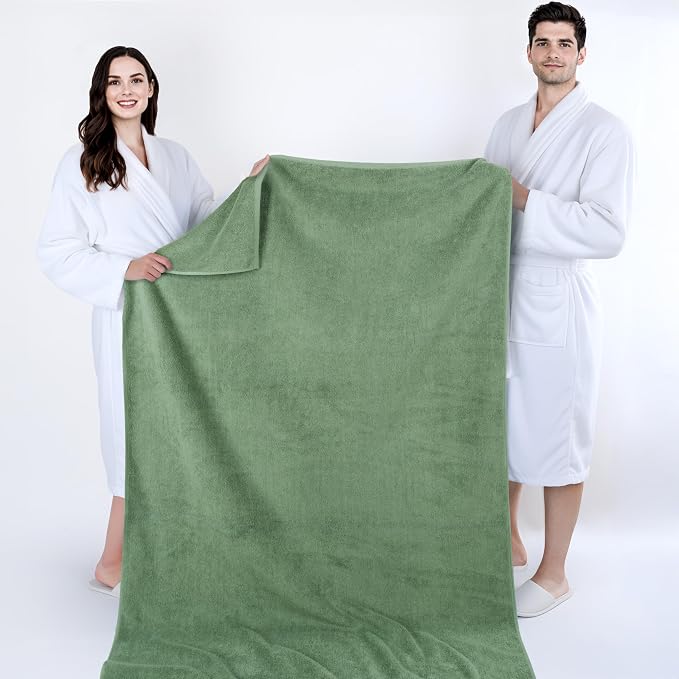 Cotton Paradise 100% Cotton Turkish Towel, Soft Absorbent Quick Dry, 40x80 Oversized Bath Sheet Towel, Sage Green