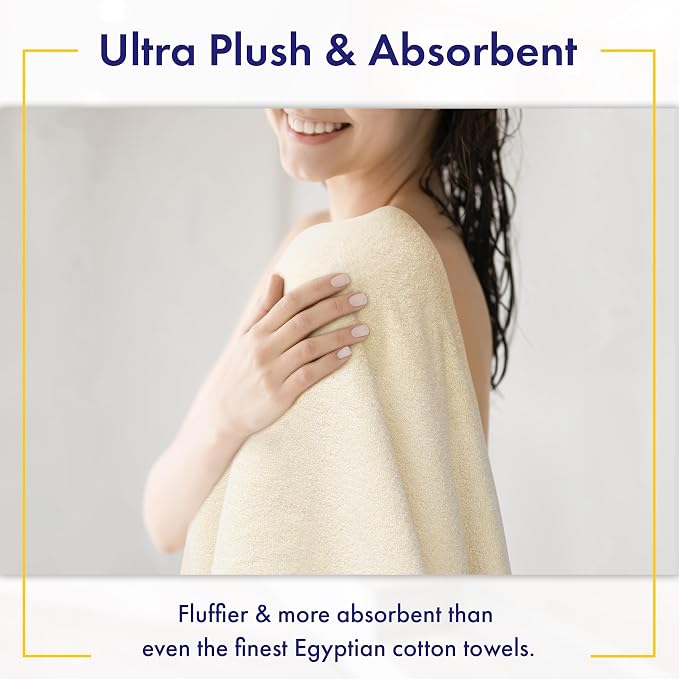 Alusa Home 100% Organic Luxury Bath Sheets - GOTS Certified - Extra Large 35x70 Inches (Pack of 2) Zero-Twist, Long-Staple Cotton Bath Sheet Set (Papyrus)