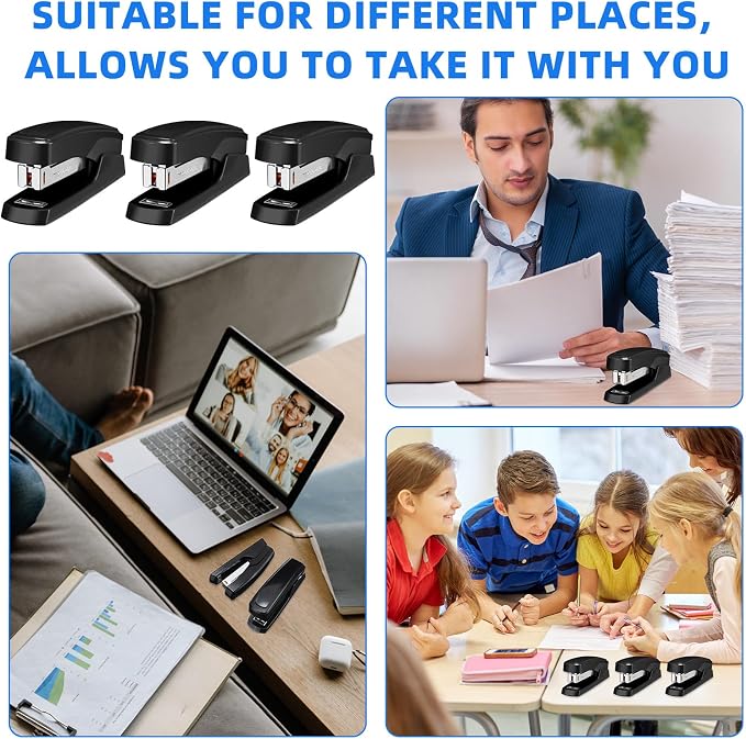 Desktop Stapler School College Office Supplies Portable Durable Staplers for Desk Accessories Heavy Duty Stapler with 25 Sheet Capacity for Home Classroom Office Teacher (Black, 30 Pcs)