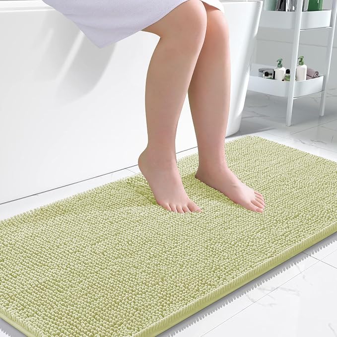 OLANLY Large Bathroom Rugs 45x27, Extra Soft Absorbent Chenille Bath Rugs, Rubber Backing Quick Dry, Machine Washable Bath Mats for Bathroom Floor, Tub and Shower, Home Decor Accessories, Vanilla