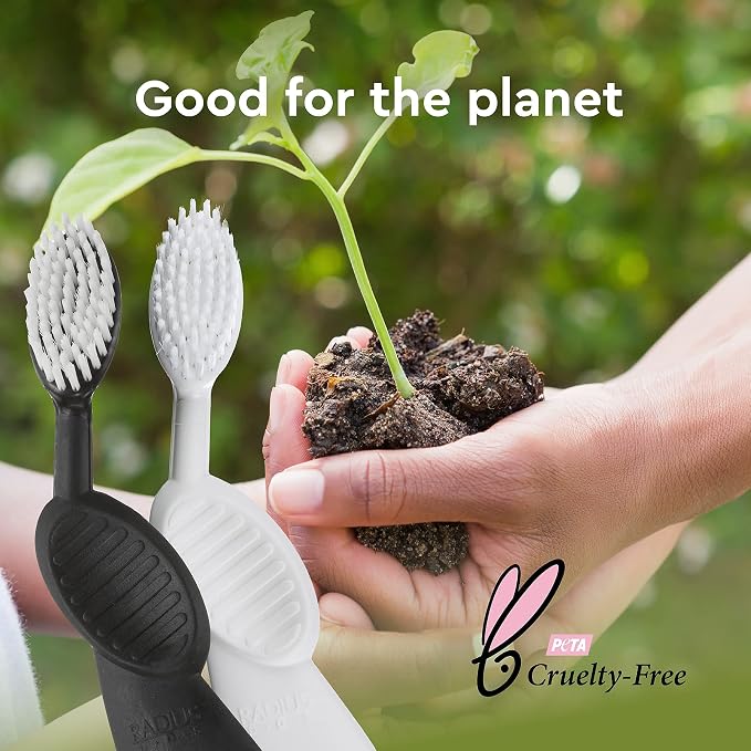 RADIUS Flex Brush with Soft Bristles Toothbrush BPA Free & ADA Accepted Designed to Improve Gum Health & Reduce Issues - Right Hand - Yellow/White - Pack of 1