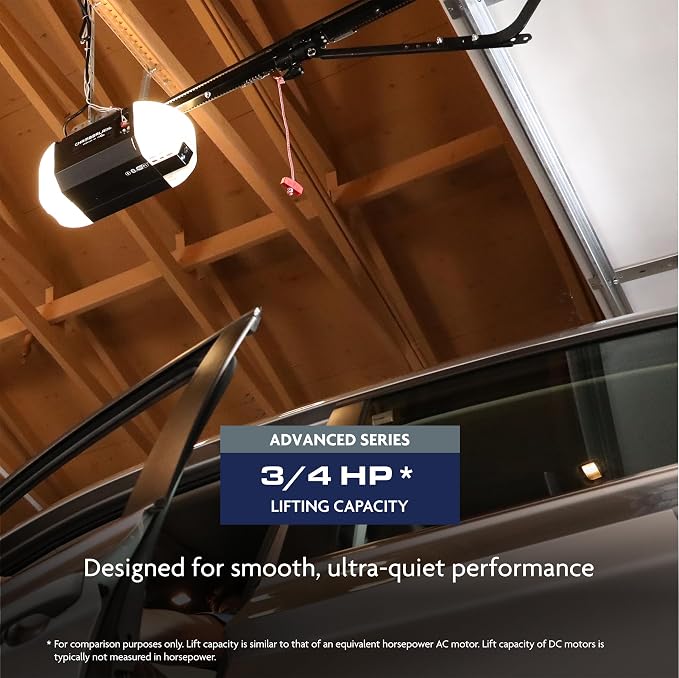 Chamberlain Belt Drive myQ Garage Door Opener, 3/4HP w/Fixed Camera | Ultra quiet belt drive, smart garage myQ integration, Includes: 2 remotes, wall control, battery backup & safety sensors