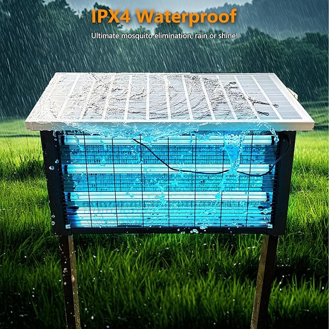 Powerful Super Large Solar Bug Zapper Outdoor for 8000 sq.ft, Rechargeable Solar Mosquito Zapper with High Powered, Outdoor Bug Zapper for Patio Garden Backyard RV Camping with 30W Solar Panel