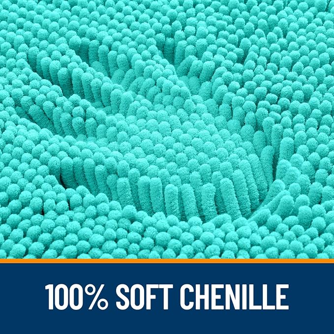 OLANLY Bathroom Runner Rugs 70x24, Extra Soft Absorbent Chenille Bath Rugs, Rubber Backing Quick Dry, Machine Washable Long Bath Mats for Bathroom Floor, Tub and Shower, Home Decor Accessories, Teal