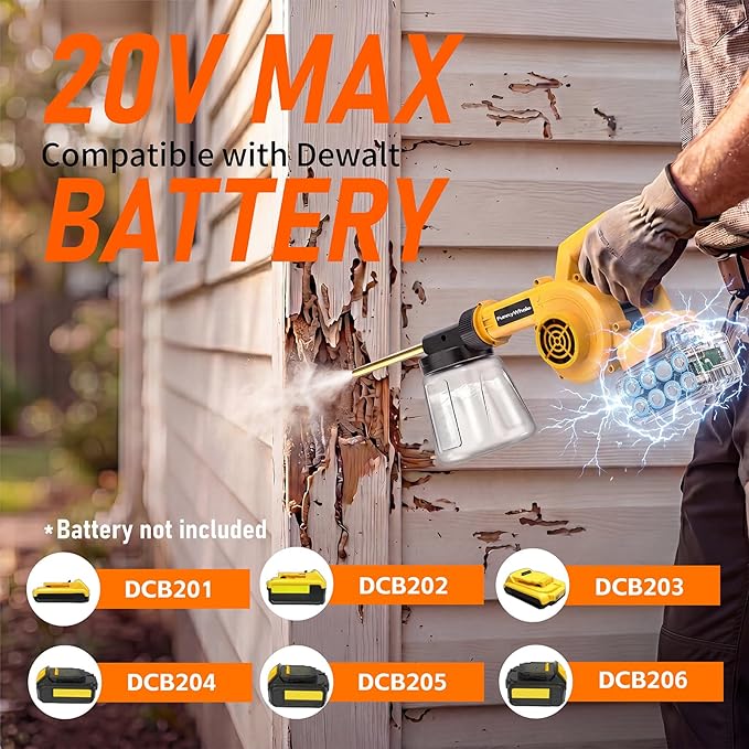 Electric Diatomaceous Earth Duster Compatible Compatible with Dewalt 20V Battery(No Battery) Garden Dust Applicator with 1L Capacity Powder Sprayer for Garden, Chicken Coop and Barn