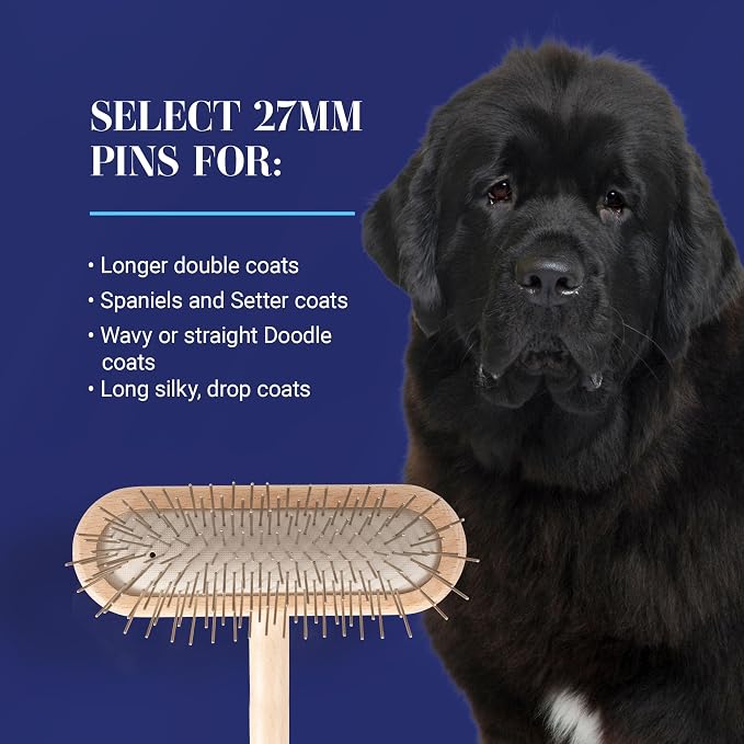Chris Christensen Mini Grooming Brush - Comfortable High-Grade Stainless-Steel Rounded and Polished Pins - Removes Long & Loose Hair from Dogs & Cats