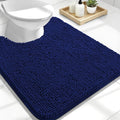 OLANLY Toilet Rugs U-Shaped 24x20, Extra Soft Absorbent Chenille Contour Bathroom Rugs for Toilet, Dry Quickly, Machine Washable, Non-Slip Bath Mat, Navy