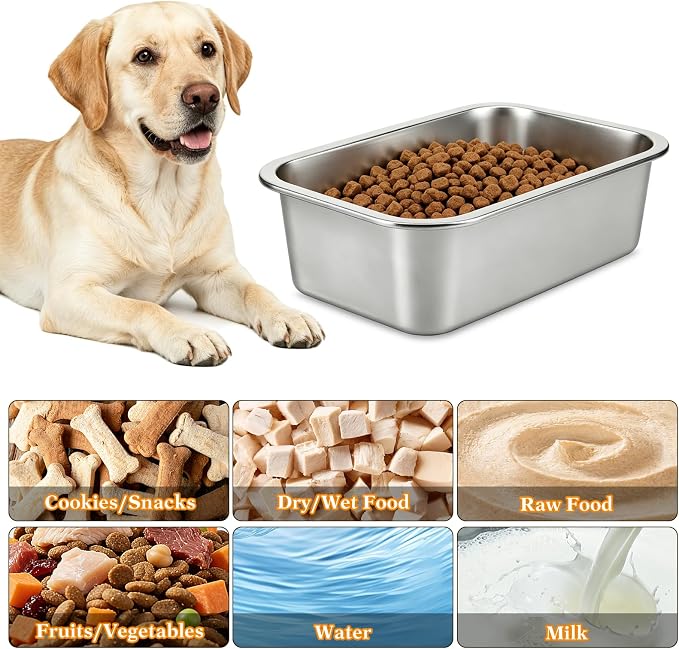 1.25 Gallons Stainless Steel Large Dog Water Bowl, Outdoor Dog Water Bowl, High Capacity Metal Dog Food Bowls, for Dog & Cat, Big, X- Large Pet