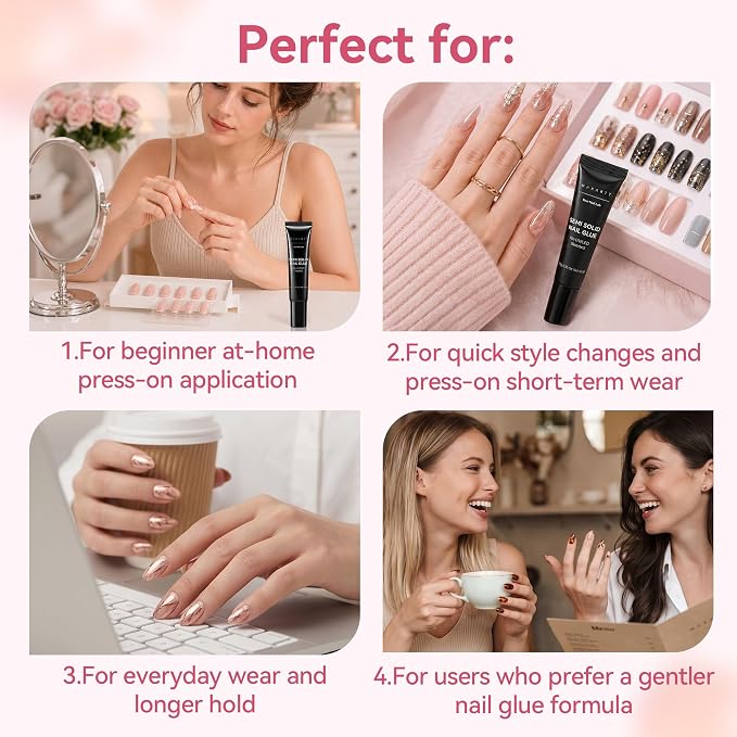 Makartt Press On Nail Glue: No UV Lamp Needed, 20s Air Dry Adjustable for Beginners, Strong Hold, Semi-solid Precise Control, Easy for Press-On Users At-home Application, HEMA-Free for Sensitive Nails