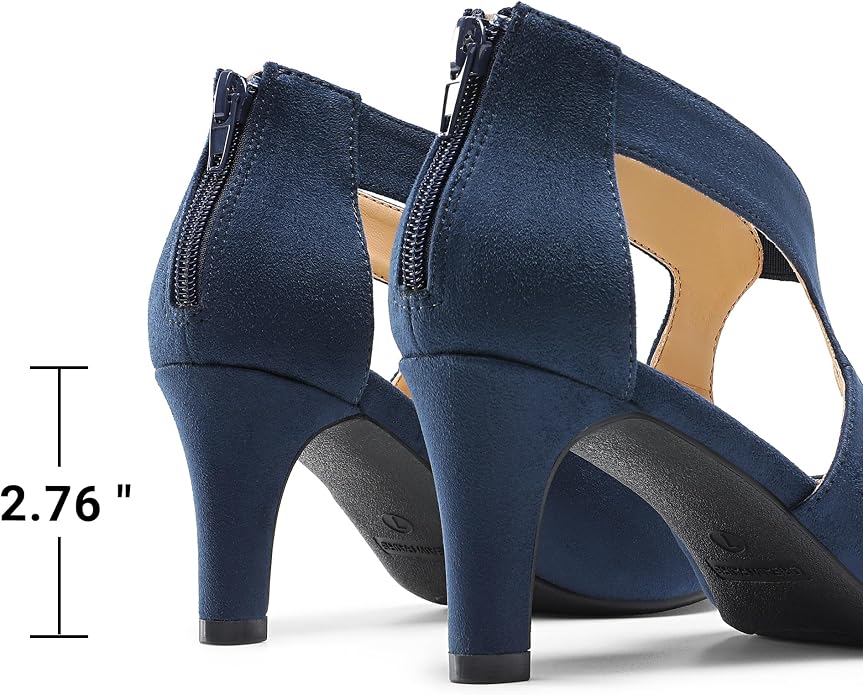 DREAM PAIRS Women's Pumps Closed Pointed Toe Kitten Heels | Elegant Party Dress Shoes with Chic Crisscross Cutouts, 2.76 Inch Heel, and Back Zip for Polished, All-day Secure Strides