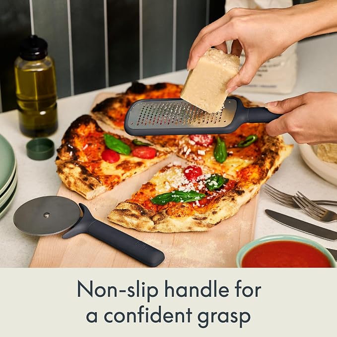 bella 7-Piece Modular Gadget Set, Grater, Pizza Cutter, Ice Cream Scoop, Peeler, Shears, Bottle Opener, Crock with removable divider, Dishwasher Safe, Slate