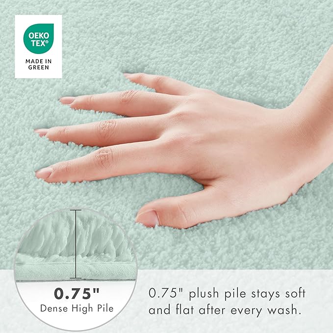 Madison Park Signature Marshmallow Bathroom Rug Non Slip, Luxrurious Plush Bath Mat, Absorbent, Quick Dry, Spa Design Bath Room Décor, 24x72, Seafoam