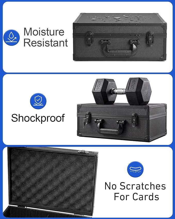 LOCKCURX Trading Card Storage Box, Top Loader Case with Removable Dividers | Customizable Sports Card Storage, Large Capacity Top Loader & PSA Organizer, Premium Protection