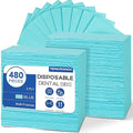 480 Pack Disposable Dental Bibs 13"x18", 3-Ply Waterproof Tattoo Bibs Sheet for Nail Salon, Dental Clinic, Feeding, Tattoo Shop (Blue)
