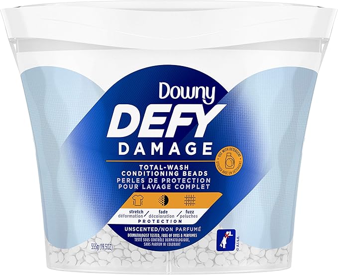 Downy Fabric Softener Beads, Defy Damage, Unscented, 19.5 Ounce