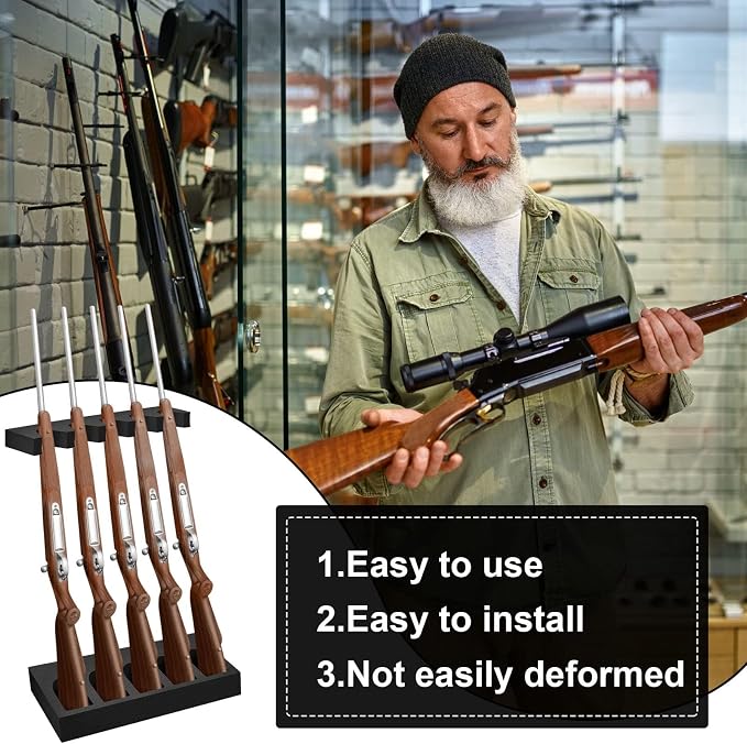 Geelin 2 Set Foam Gun Rack Gun Safe Accessory Universal Gun Safe Organizer with Magnetic Strip and Holder for Butt Stocks Shotgun Rifle Rack Rifle Rest Holder for Metal Gun Storage Gun Cabinet Gifts