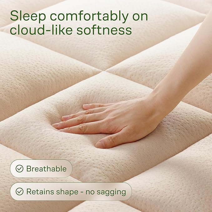 Niagara Sleep Solution Ultra Soft Twin XL Size Mattress Topper - Rayon Derived from Bamboo Pillow Top Mattress Pad for Back Pain Relief - Naturally Cooling for Hot Sleepers, Beige