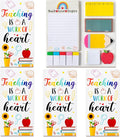 Xqumoi 3 Pack Teaching is A Work of Heart Sticky Notes Set - Ruler Blackboard Pencil Apple Shape Self-Stick Note Pads Teacher Appreciation Gift Writing Memo Pads Page Marker School Office Supplies
