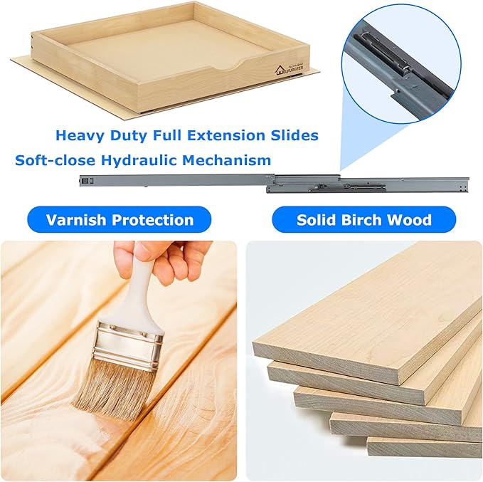 WelFurGeer Soft Close Pull Out Drawers for Cabinets, 11" W x 21" D Pull Out Cabinet Drawer with Heavy Duty Slides, Pull Out Cabinet Organizer, Cabinets Roll Out Drawers, Pull-Out Home Organizers
