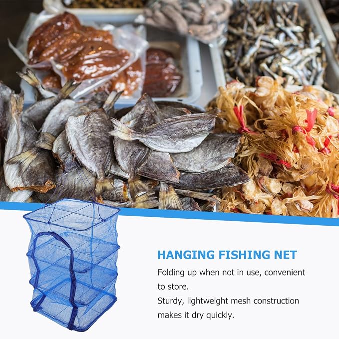 Foldable Fish Cage Fish Drying Rack Hanging Dryer Racks for Laundry Hanging Shrimp Drying Net Net Indoor Clothes Drying Rack Nylon Multi-Layer Cage Food