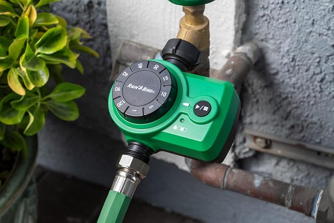 Rain Bird 1ZEHTMRS Simple-Set Hose End Timer, One Zone/Station, Battery Operated, 3/4" Garden Hose Thread, Heavy-Duty Brass Inlet, Dial with Brass Inlet