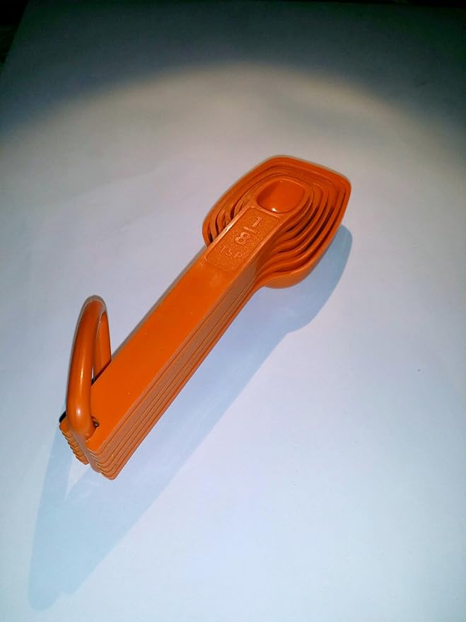 Vintage Tupperware Measuring Spoons Set of 7 Orange